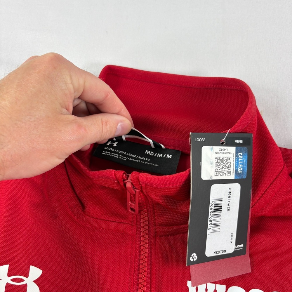 Wisconsin Badgers Jacket Mens Medium Red Under Armour Full Zip Performance NEW - Picture 4 of 11